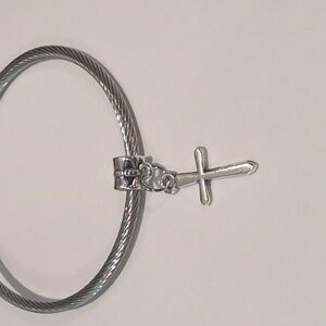 Silver Cross Dangle Charm for‎ Pandora Style Bracelet